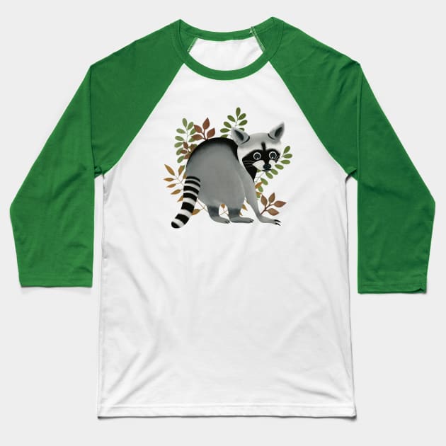 Cute raccoon Baseball T-Shirt by Mimie20